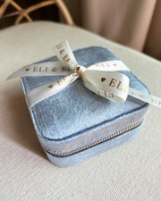 Velvet baby keepsake box for first earrings, hospital wristband and newborn treasures - Eli&Eli