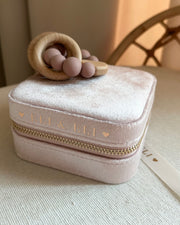Velvet baby keepsake memory box, side view - Eli&Eli