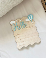 Hello World baby announcement plaque baby boy - view 4 | Eli&Eli
