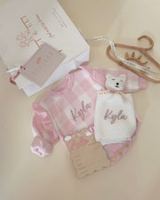 Wooden Hello World Baby Announcement Plaques - Baby Girl - view 2 | Eli&Eli