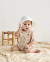 Boho summer hat for baby girls in white embroidered cotton, 0-18 months - Eli&Eli Dubai