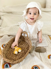 Boho baby summer hat in white embroidery - view 2 | Eli&Eli