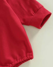 Cosy cotton Christmas baby terry romper in Santa red - view 6 | Eli&Eli