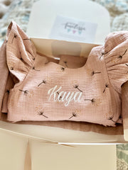 Emma boho muslin dress in blush flowers - view 11 | Eli&Eli