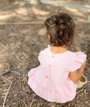 Frany May muslin romper light pink - view 3 | Eli&Eli