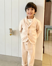 Unisex beige cotton terry jacket for babies and kids - Eli&Eli