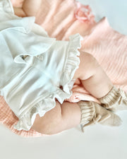 Girls terry ruffled set in coco white - view 10 | Eli&Eli