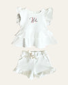 Girls terry ruffled set in coco white - Eli&Eli Dubai