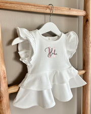 Girls terry ruffled set in coco white - view 2 | Eli&Eli