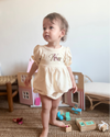 Girls terry ruffled set with puff shoulders in vanilla oat - Eli&Eli Dubai