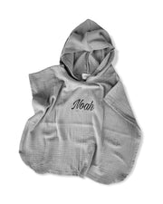 Hooded muslin poncho in grey for kids - Eli&Eli