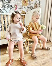Kids Cotton Waffle Set - Toffee Brown - view 14 | Eli&Eli