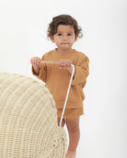 Kids Cotton Waffle Set - Toffee Brown - view 16 | Eli&Eli