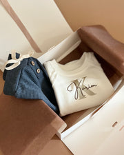 Kids terry waffle set in marine white navy - view 4 | Eli&Eli
