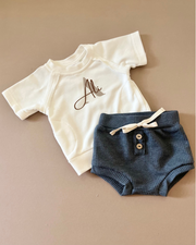 Kids terry waffle set in marine white navy - view 6 | Eli&Eli
