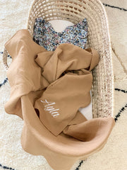 Muslin swaddle blanket brown natural 