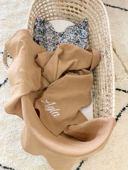 Muslin swaddle blanket brown natural 