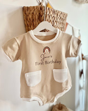 Personalised birthday terry romper rainbow theme - view 3 | Eli&Eli