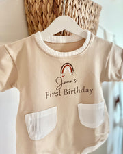 Personalised birthday terry romper rainbow theme - view 4 | Eli&Eli