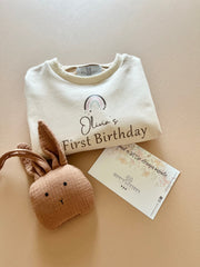 Personalised birthday terry romper rainbow theme - view 6 | Eli&Eli