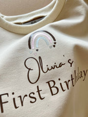 Personalised birthday terry romper rainbow theme - view 7 | Eli&Eli