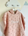 Personalised hooded muslin poncho towel in blush flower print for babies and kids - Eli&Eli Dubai