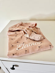Hooded muslin poncho in blush flower - view 4 | Eli&Eli