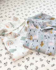 Hooded muslin poncho with cloud rainbow print - view 9 | Eli&Eli