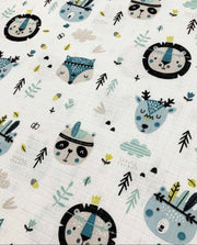 Hooded muslin poncho with Indiana tribe print - view 2 | Eli&Eli