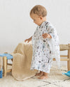 Personalised hooded muslin poncho towel with printed themes for babies and kids - Eli&Eli Dubai