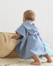 Hooded muslin poncho in sky blue - view 2 | Eli&Eli