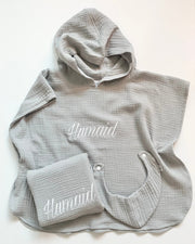 Personalised hooded muslin poncho, colour selection - view 3 | Eli&Eli
