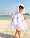 Personalised hooded muslin poncho towel with winter rainbow print - Eli&Eli Dubai