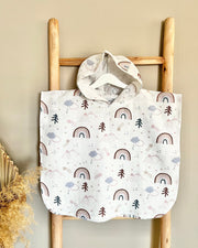 Hooded muslin poncho with winter rainbow print - view 3 | Eli&Eli