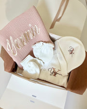 Personalised hospital and baby shower gift set in blush pink - view 4 | Eli&Eli