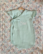 Personalised 0.5 TOG kimono muslin sleeping bag for newborn boys - view 2 | Eli&Eli