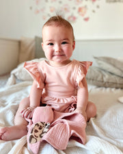 Personalised muslin comforter blanket Rabbit Blush - view 3 | Eli&Eli