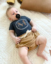 Personalised organic baby onesie short sleeve with navy signature name print - Eli&Eli Dubai