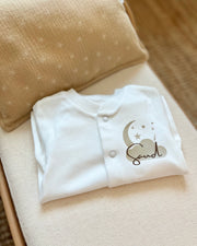 White cotton baby overall cloud gold - view 3 | Eli&Eli