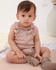Taupe terry romper and jumpsuit for babies, detail - Eli&Eli