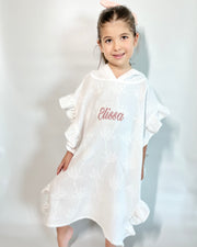 Ruffled muslin poncho with embroidery in white - view 4 | Eli&Eli