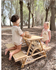 Unisex terry baby dungaree in oat - view 6 | Eli&Eli